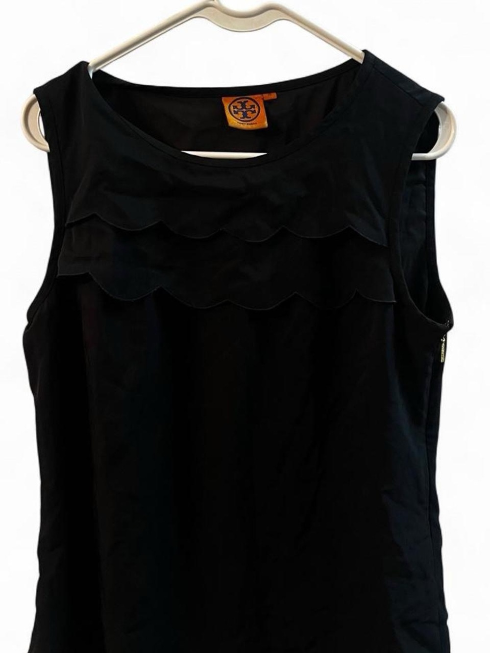 Tory Burch Black Sleeveless Scallop-Front Camisole